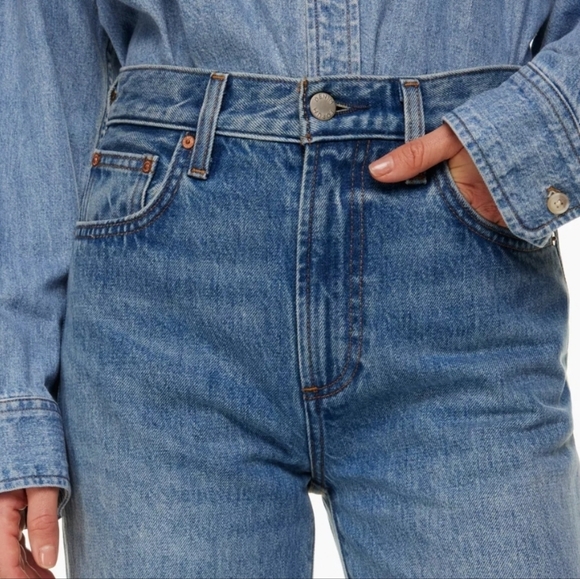 Aritzia Denim Forum Farrah Hi-Rise Wide Leg Jeans Sz 27 Short (28 Length) - Picture 3 of 14